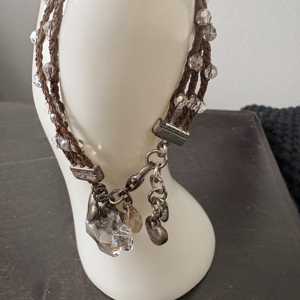 silk rope with crystal beads sterling silver. Brighton brand